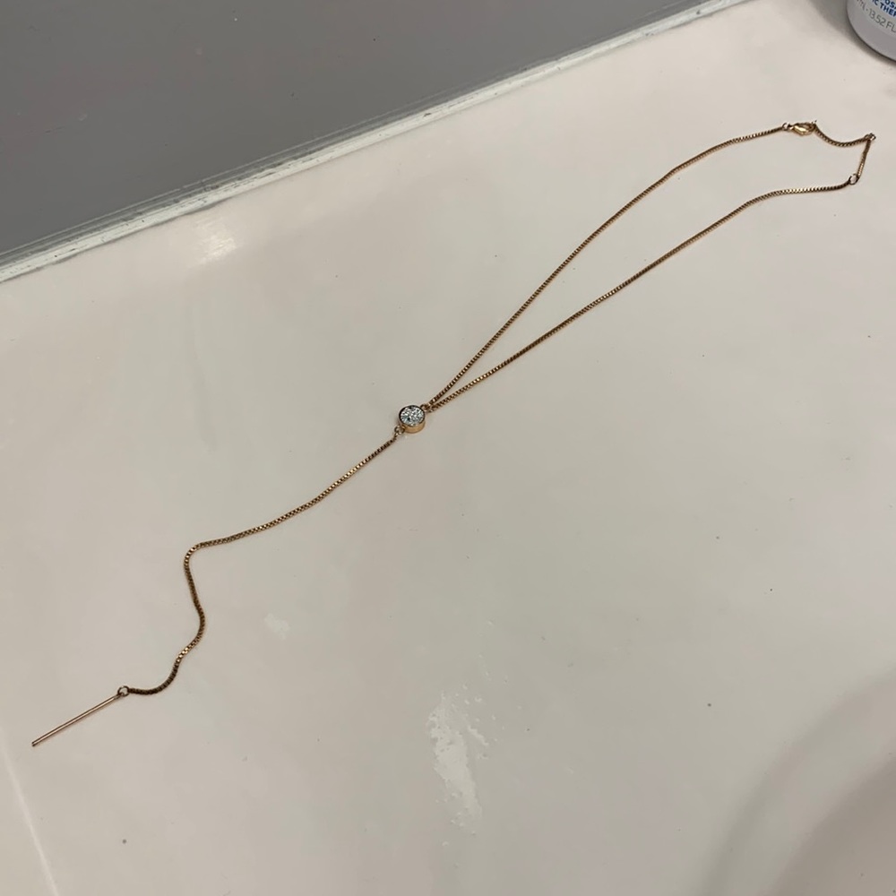 Rose gold lariet necklace